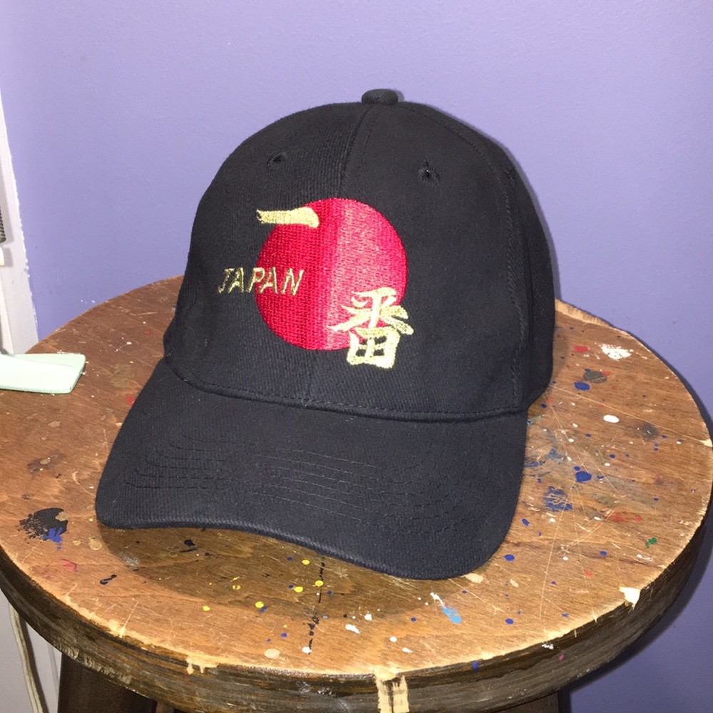 Japan black full 6 panel cap adjustable back strap hat - Picture 2 of 9